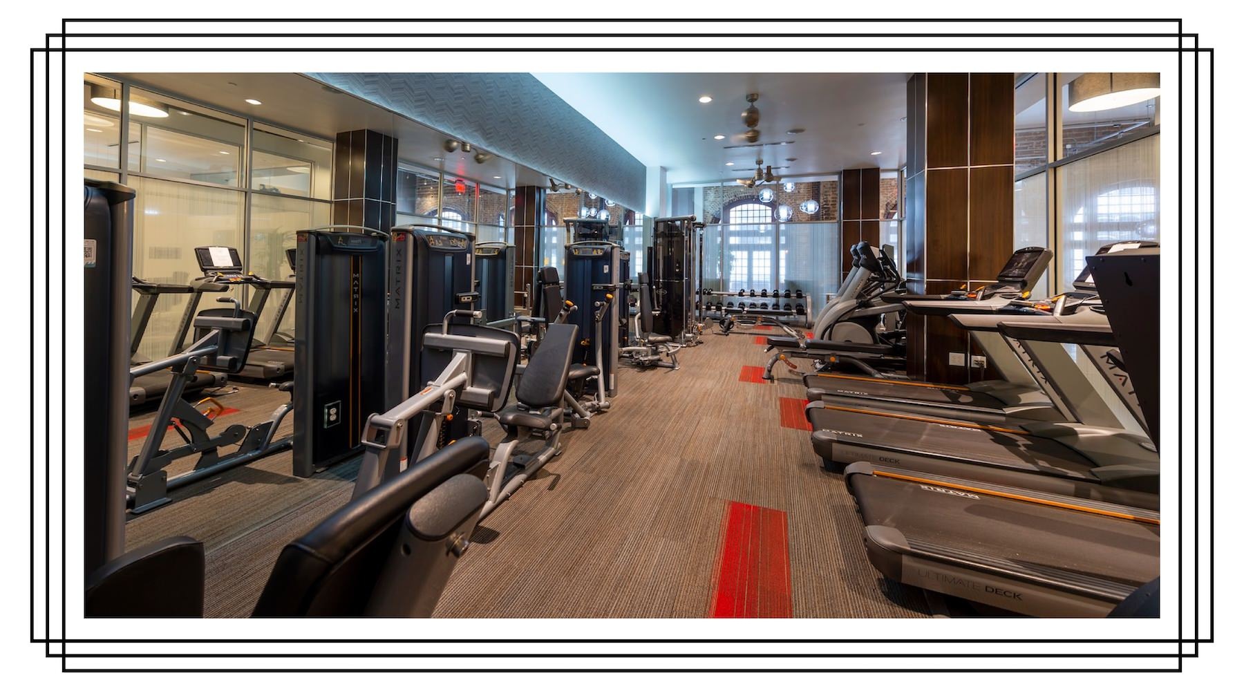 a gym with exercise equipment